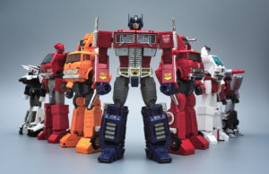 Masterpiece Optimus Prime, Grapple, Inferno, Ironhide and Ratchet
