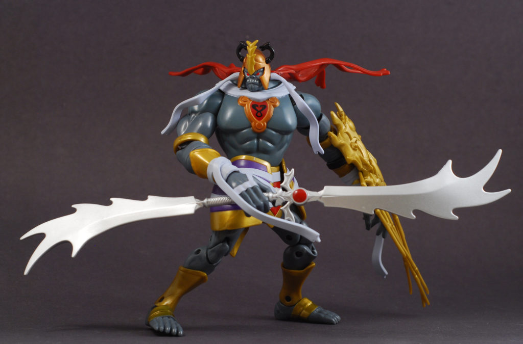mumm-ra Thundercat action figure holding a double headed sword staff