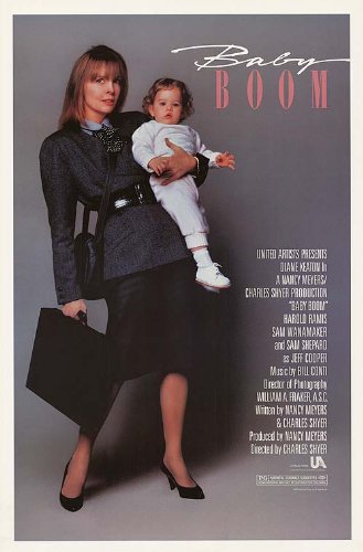 woman holding a suitcase and a baby in Baby Boom poster