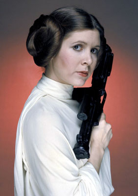 Leia Skywalker holding a gun