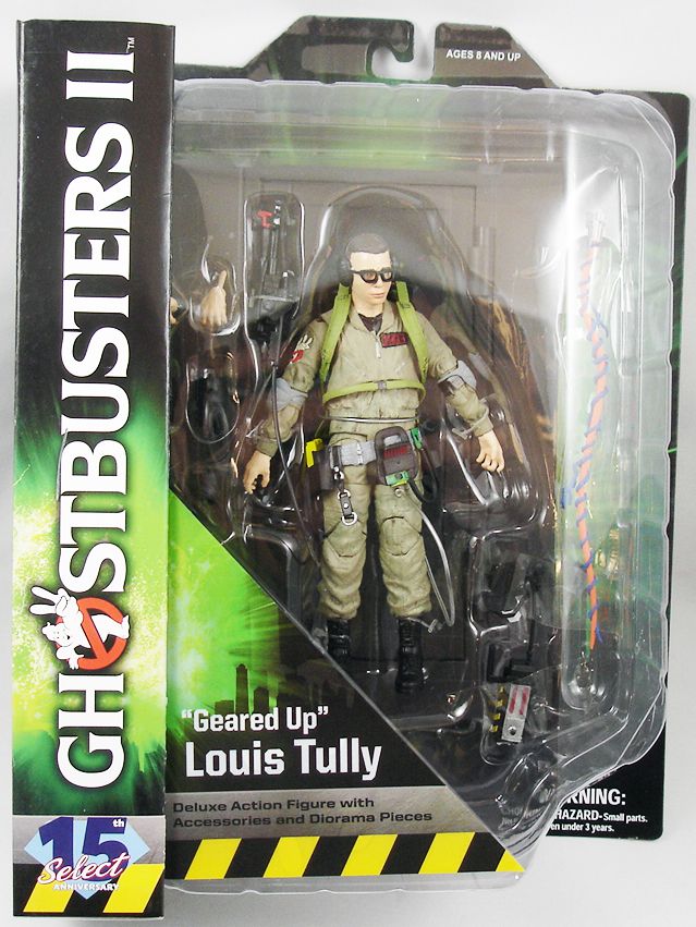 A toy figure of Louis Tully inside a see-through toy packaging