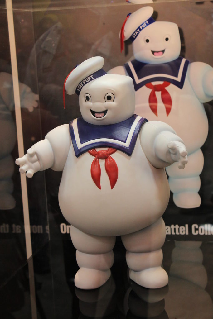 A display of The Stay-Puft Marshmallow Man toy figure
