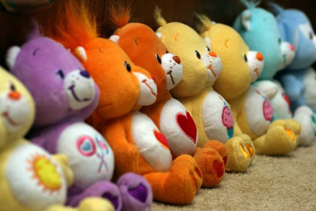 different Care Bears stuffed toys