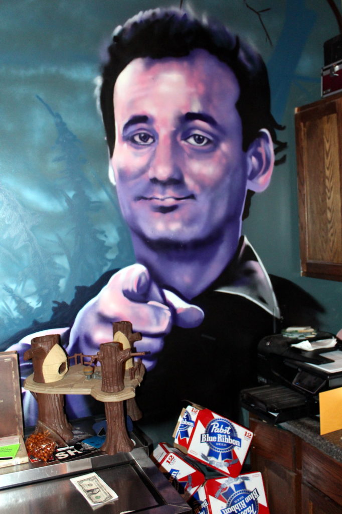 Bill Murray’s face painted on a wall