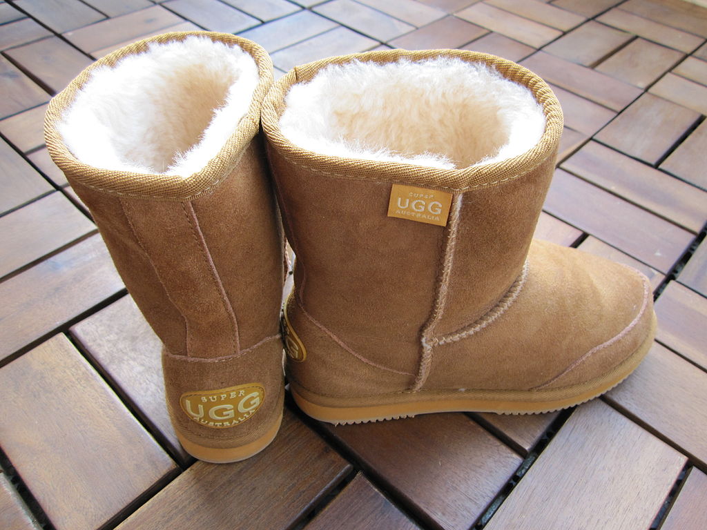 a pair of brown UGG boots