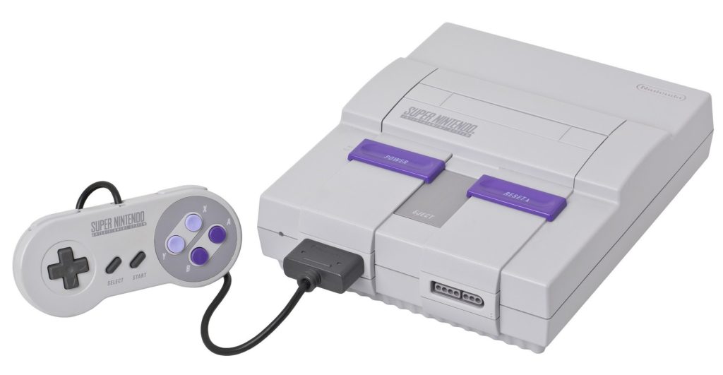 Super NES Classic console with one attached controller