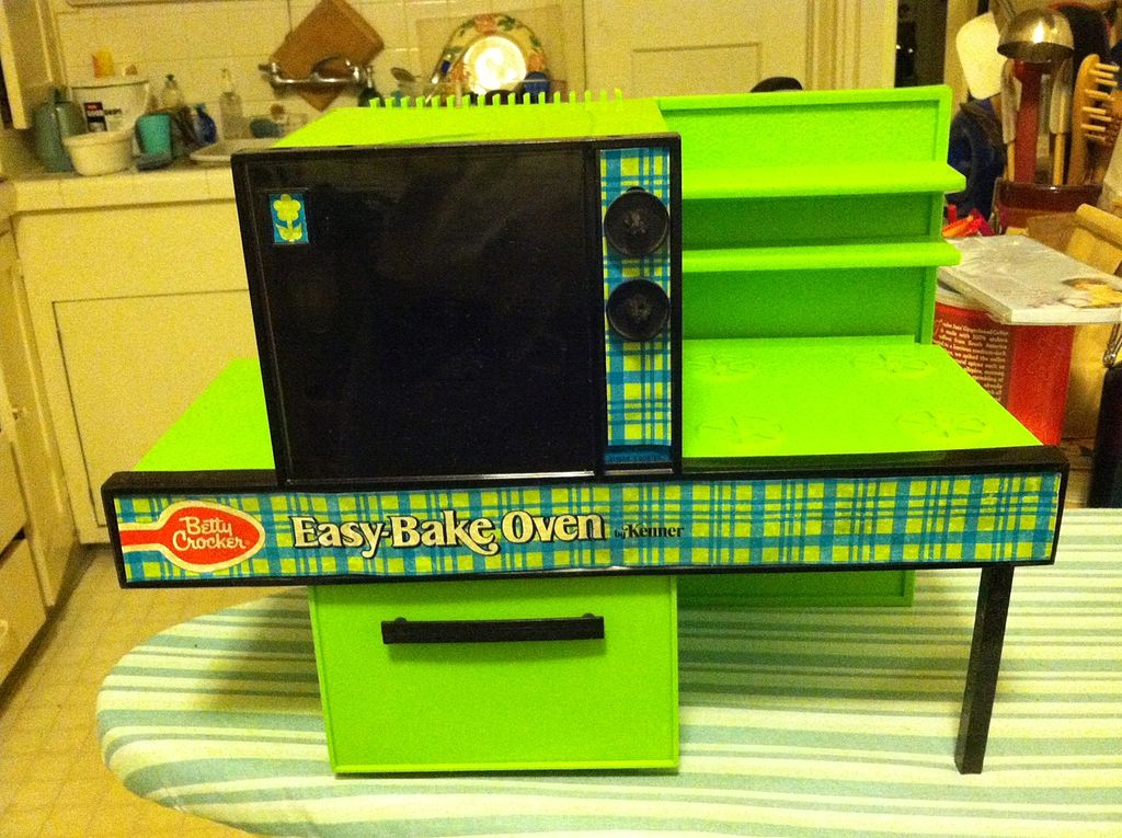 a neon green easy bake oven toy