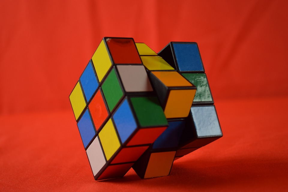disassembled Rubik's cube 