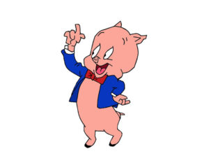 Porky Pig in a blue jacket